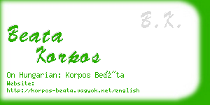 beata korpos business card